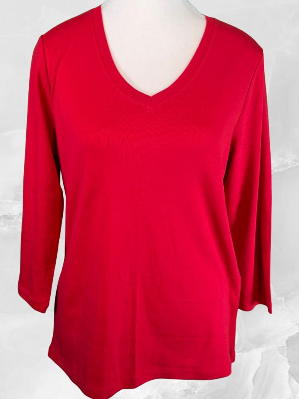 Chico's Sz 1 (S-M) Red v-neck t-shirt
